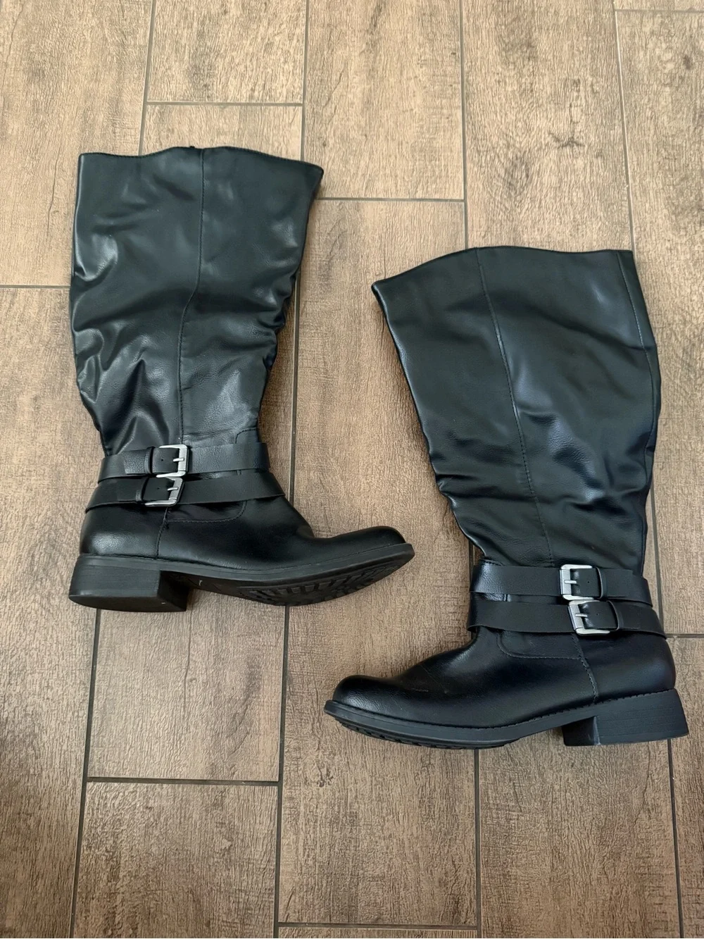 Style & Co. Maliaa Wide Calf Riding Boots Knee High Block Heel Black Sz 8